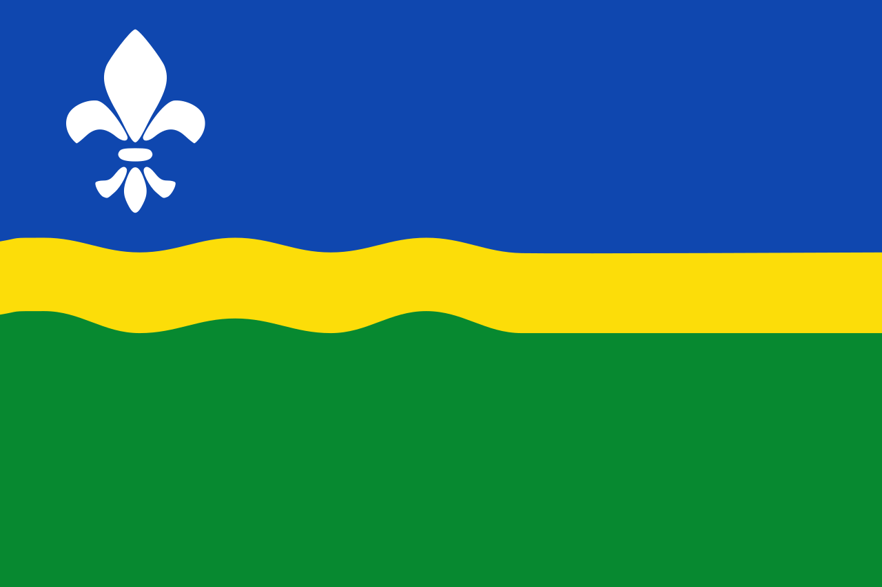 Logo van Partij van Flevoland en vlag van Flevoland